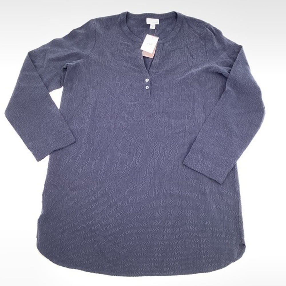 J. Jill Tunic Pure Jill Stretch Tencel Dot Textured Slate Blue Size Small New